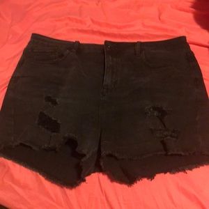 Black ripped jean shorts